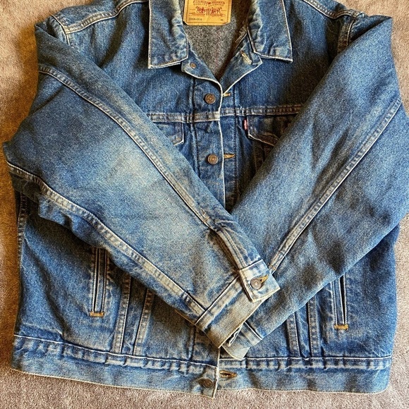 Levi's Classic Vintage 90’s Blue Denim Trucker Jacket Flannel lined - Picture 5 of 8